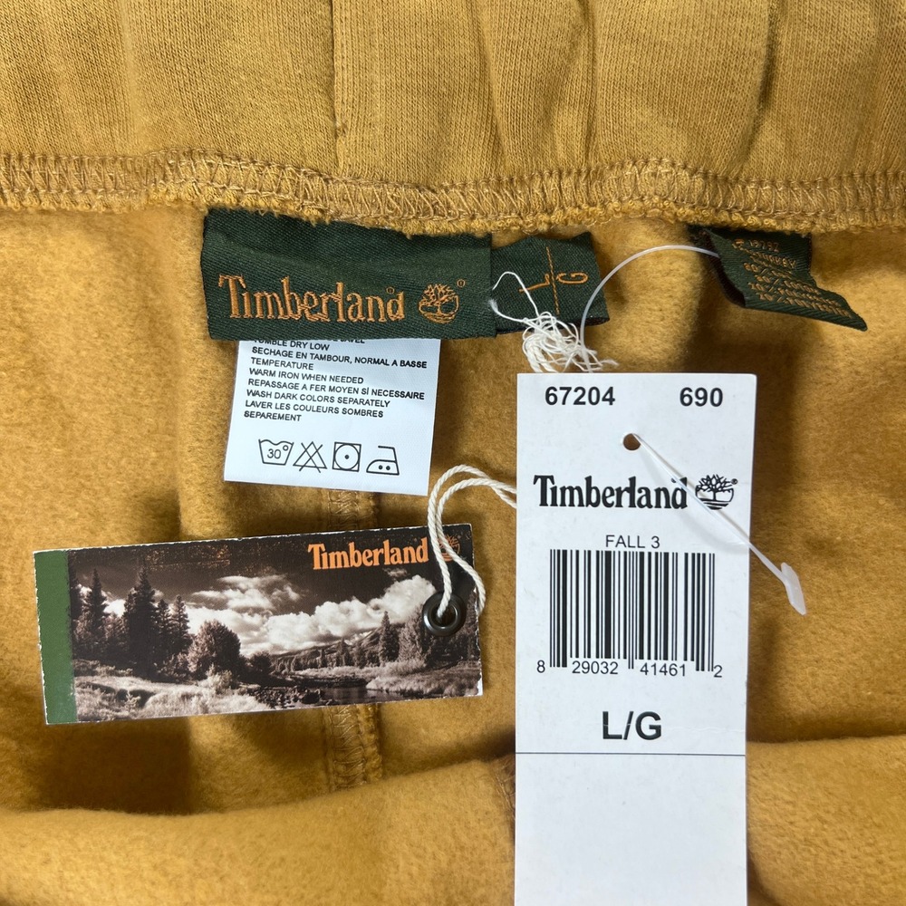 Timberland Sweatpants Men's L Mustard Yellow Boot Company Graphic Logo Ankle Zip - Picture 6 of 14